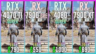 RTX 4070 TI SUPER vs RX 7900 GRE vs RTX 4080 SUPER vs RX 7900 XT - Test in 25 Games