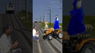 Funny cute dancing aunty vs dog &tractorstop the high-speed train #shortsfeed#trendingshorts#short