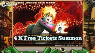 NXB NV : BAD SUMMON‼️ CONQUEST CHRONICLES TICKET SUMMON SHOWCASE [ BORUTO KARMA ] 4 X TICKETS‼️