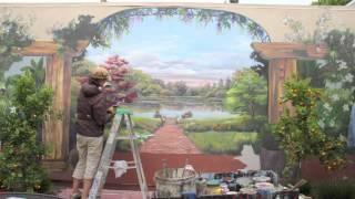 Backyard Pond - Mural Painting Time Lapse