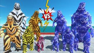 Growing Evolution of Tiger Godzilla vs Godzilla Blue Lightning - Animal Revolt Battle Simulator