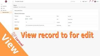 Add page view detail for edit record Laravel 9 | Sample Dashboard