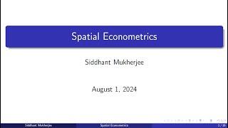 Spatial Econometrics: 1