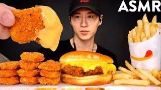 ASMR CHEESY SPICY CHICKEN NUGGETS & SANDWICH MUKBANG No Talking EATING SOUNDS | Zach Choi ASMR