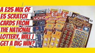 Scratch cards UK 2021. 5 £5 scratch cards from the National Lottery revealed