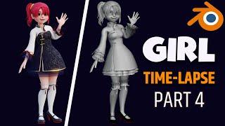 3D Girl character - TIMELAPSE | Part 4- Shading | In Blender  | AniSculpt