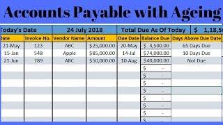 Accounts Payable with Aging in Excel