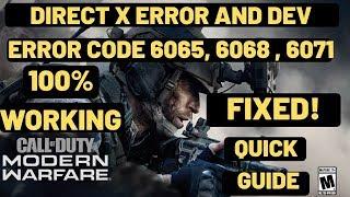 Call Of Duty Modern Warfare Dev Error 6065, 6068 , 6071 ,5761 FIXED | Direct X Error|100% Working.