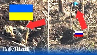 Ukraine soldiers in close quarter gun-battle before a successful grenade attack eliminates Russians