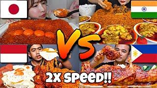 2X SPEED!ASMR MUKBANGERS AROUND THE WORLD EATING TOO MUCH FOODFASTMOTION ASMR COMPILATION