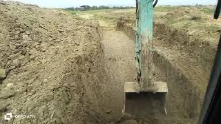 Kobelco excavator deep excavation and benching