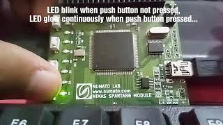 Implementing First FPGA Program Blinking LED Checking Input, Output and Delay in VHDL