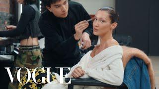 Bella Hadid On How Much Prep Really Went Into That Spray On Dress Moment | On Set | Vogue Italia