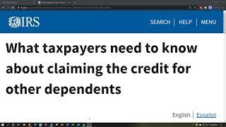 What taxpayers need to know about claiming the credit for other dependents