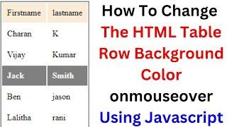 HTML tr Table Row Background Color Text Change Javascript Mouseover