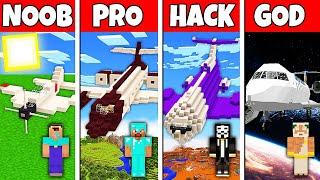 Minecraft Battle: NOOB vs PRO vs HACKER vs GOD! AIRPLANE HOUSE BUILD CHALLENGE in Minecraft