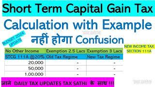 STCG Tax Rate in FY2024-25, 111A Tax rate, Save tax on STCG, STCG TAX Rebate 87A, STCG calculation,