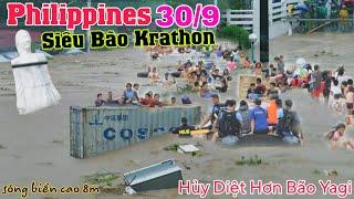 Philippines báo động Bão Krathon hủy diệt sóng biển cao 8m mạnh hơn bão Yagi vào bờ