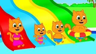  Cats Family in English - Big Rainbow Hill Cartoon for Kids