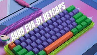 BUDGET PBT KEYCAPS! AKKO EVA-01 THEMED KEYCAPS SET UNBOXING, FIRST LOOK, SOUND & TYPING TEST