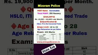 Mizoram Police Hnaruak 2024 | Mizoram Police Constable 2025 #job #shorts #statejobs