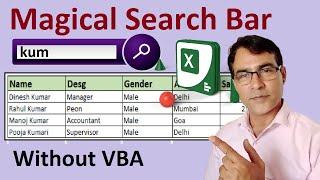 Magical Search Bar in excel | Search bar with any character | microsoft excel tutorial