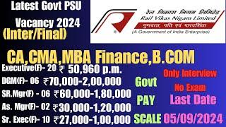 Rail Vikas Nigam Ltd Recruitment 2024 Various Pos CMA CA MBA Finance BCOM Latest #govt #psu #job #yt