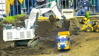 GIGANTIC RC EXCAVATOR LOADS AN LITTLE DUMP TRUCK!! RC TRUCKS, RC TRACTORS, RC MACHINES WORK HARD