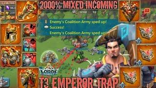lords mobile: EMPEROR T3 RALLY TRAP DESTROYS K746!! Ar INCOMING! MYTHIC RALLY TRAP VS 2000%