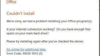 How to fix Error  Couldn't Install Office