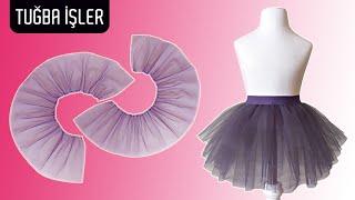 Very Easy Tulle Ballerina Skirt Cutting and Sewing for Baby Girl (2 Years) | Tuğba İşler