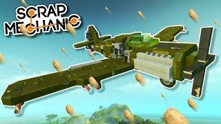 CARDBOARD PLANE and TANK DESTRUCTION! 1000+ SPUDGUNS! - Scrap Mechanic Creations! - Episode 128