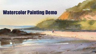 painting a beach in watercolor