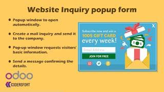 How to Show website Inquiry Popup form  in odoo | odoo website Inquiry popup form | odoo popup