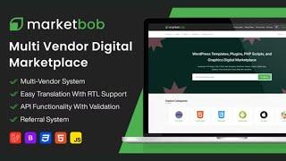 Marketbob - Multi-Vendor Digital Marketplace || Digital Product selling website php script download