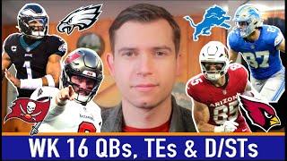 Week 16 QB, TE and D/ST Rankings (Top 25) | 2024 Fantasy Football