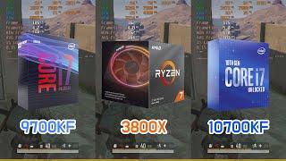 INTEL i7 9700KF vs RYZEN 7 3800X vs INTEL i7 10700KF with RTX 2080 Ti (7 Games)