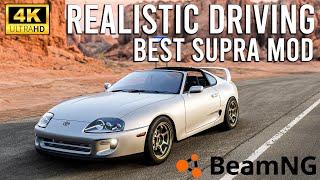 BeamNG, Most Realistic SUPRA Mod, Realistic Driving, T300RS + Shifter, Steering Wheel Camera, 4K HQ