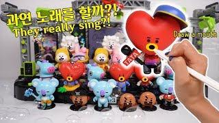 BT21 toys started to sing when I drew their mouths..! BT21 Concert Stage Playset review!