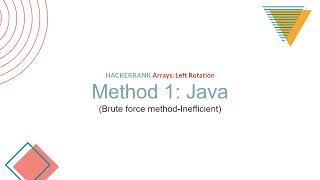 Arrays: Left Rotation HackerRank Solution -Java (Version 1)