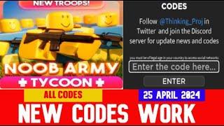 *NEW CODES APRIL 25, 2024* Noob Army Tycoon ROBLOX | ALL CODES