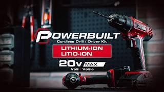 Drill and drive faster and longer with the powerful, light Powerbuilt 20V Lithium Ion Cordless Drill