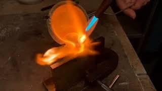 Pouring a 22k Gold Ingot into an Ingot Mold