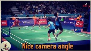 Men's doubles Badminton match with nice camera angle