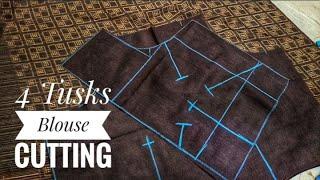 4 Tusks Blouse Cutting karna ka aasan Trika | 34 size blouse cutting | simple blouse cutting ️🪡