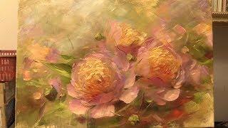 Пионы. Индивидуальный урок. Peonies. Individual lesson. Живопись маслом