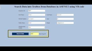 how to search data from database into textbox in asp.net