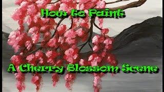 How to Paint a Cherry Blossom Scene - Step by Step Acrylic Painting on Canvas for Beginners