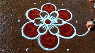 Puratasi madham simple flowers kolam|5*3 Navaratri muggulu|aayutha Pooja kolam|Beautiful rangoli