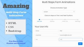 Bootstrap Multi Step Form Animations With CSS | Switch Form’s Animation
